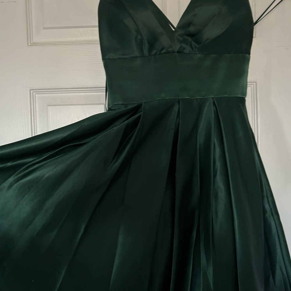 Elegant Green Satin Dress